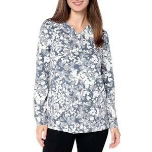 Denim & Co. Women's French Terry Long Sleeve Tunic Dark Slate - Regular